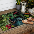 Midnight Vintage Exotic Flower And Birds Garden Jungle Outdoor Rug Gallery Image 2