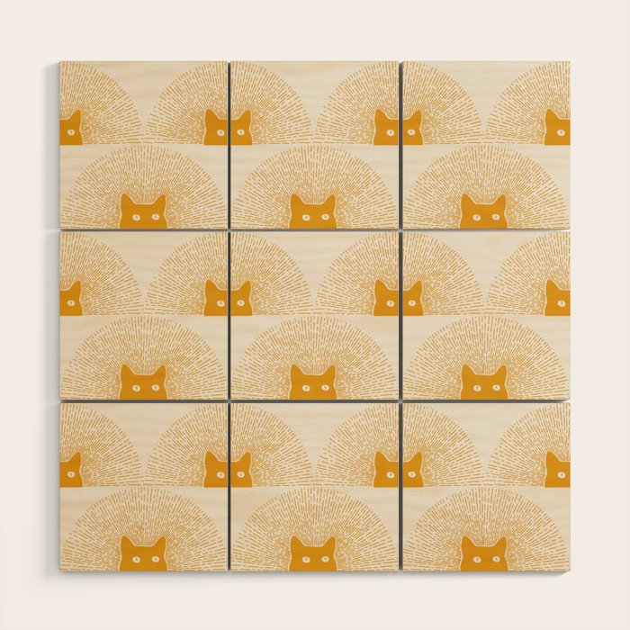 Good Meowning Pattern Wood Wall Art Gallery Image 1