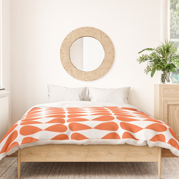 Mod Leaves Orange and White Minimalist Pattern  Duvet Cover Gallery Image 3