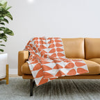 Mod Leaves Orange and White Minimalist Pattern  Throw Blanket Gallery Image 1