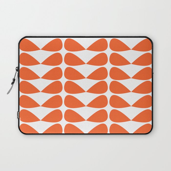 Mod Leaves Orange and White Minimalist Pattern  Laptop Sleeve Gallery Image 1
