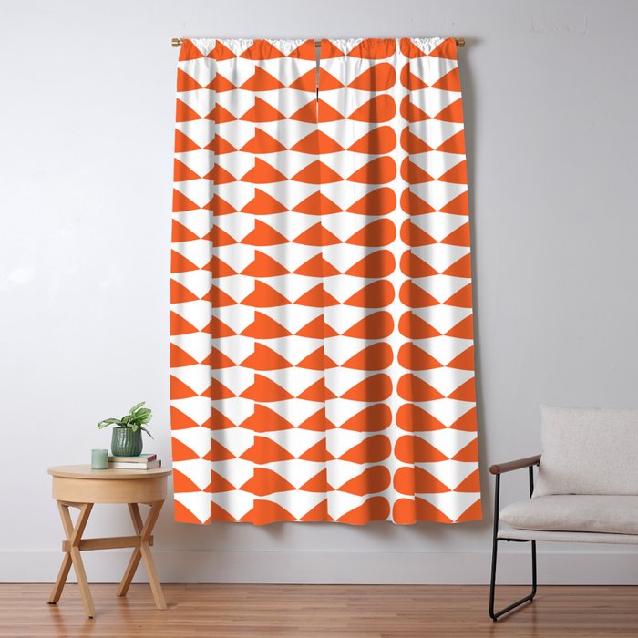 Mod Leaves Orange and White Minimalist Pattern  Window Curtain Gallery Image 5