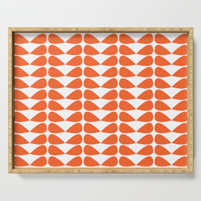 Mod Leaves Orange and White Minimalist Pattern  Serving Tray Gallery Image 1