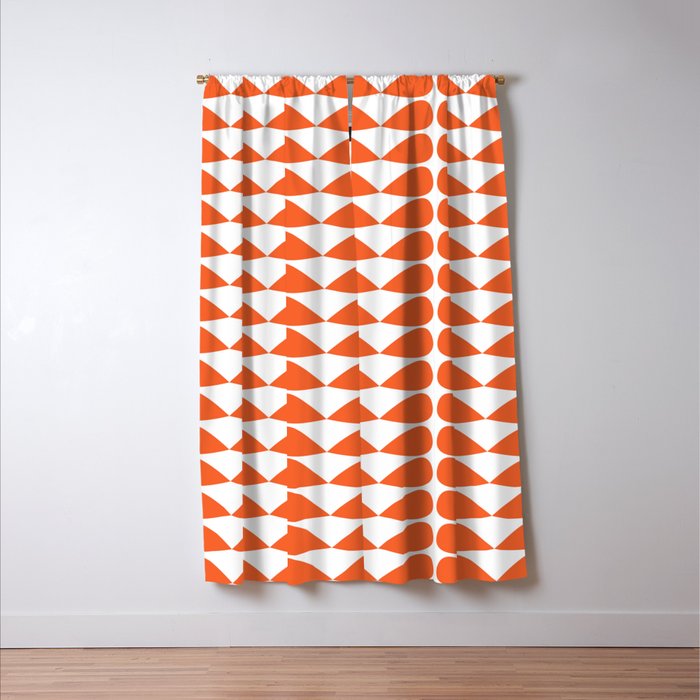 Mod Leaves Orange and White Minimalist Pattern  Window Curtain Gallery Image 3