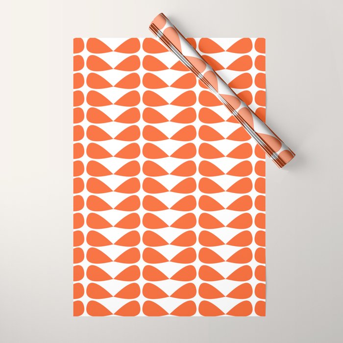 Mod Leaves Orange and White Minimalist Pattern  Wrapping Paper Gallery Image 1