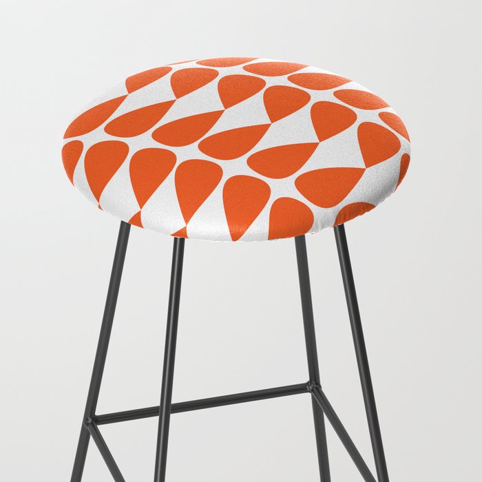 Mod Leaves Orange and White Minimalist Pattern  Stool Gallery Image 2