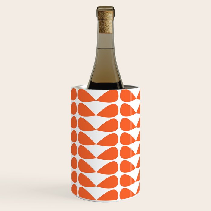 Mod Leaves Orange and White Minimalist Pattern  Wine Chiller Gallery Image 3
