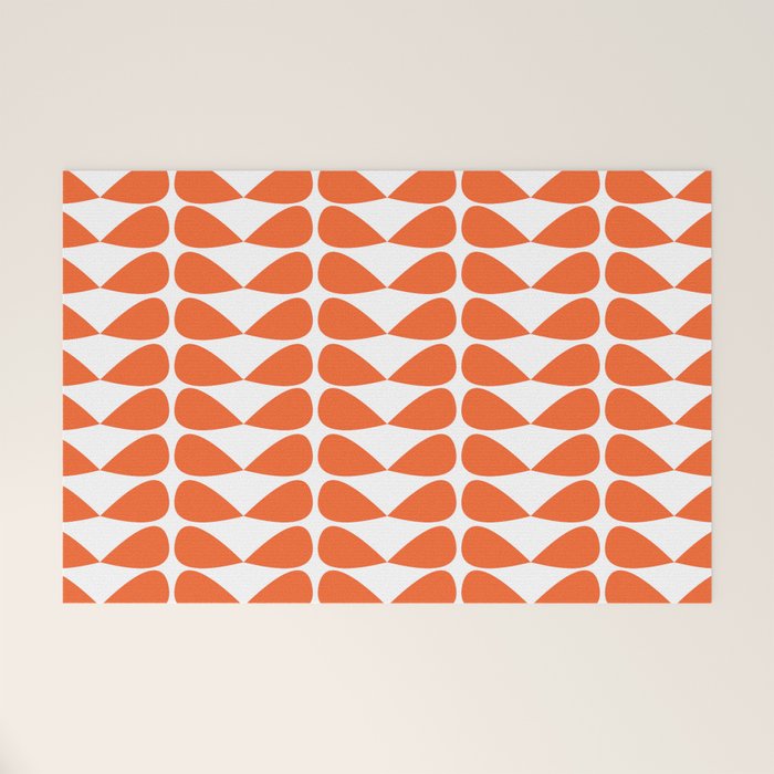 Mod Leaves Orange and White Minimalist Pattern  Welcome Mat Gallery Image 1