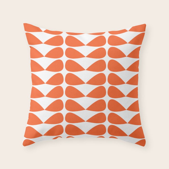 Mod Leaves Orange and White Minimalist Pattern  Throw Pillow Gallery Image 6