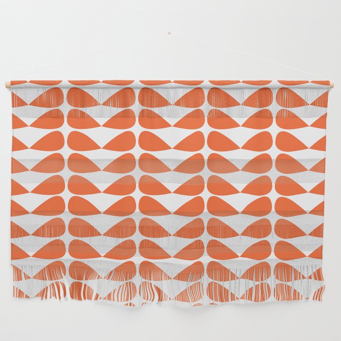 Mod Leaves Orange and White Minimalist Pattern  Wall Hanging Gallery Image 1