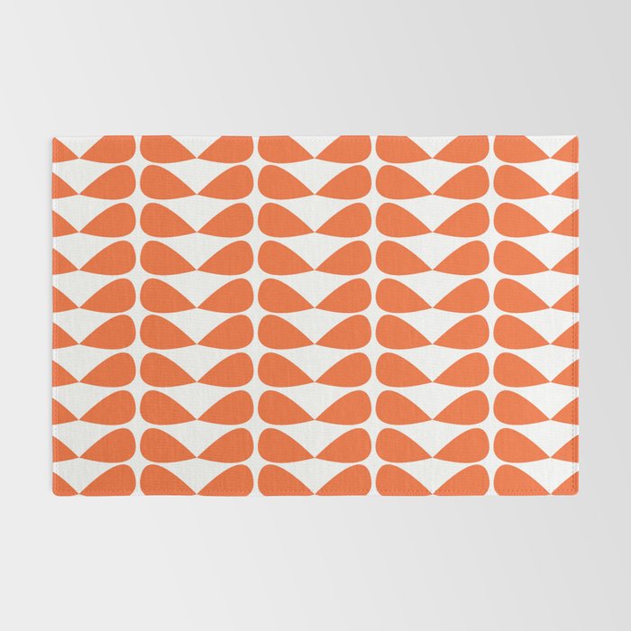 Mod Leaves Orange and White Minimalist Pattern  Rug Gallery Image 2