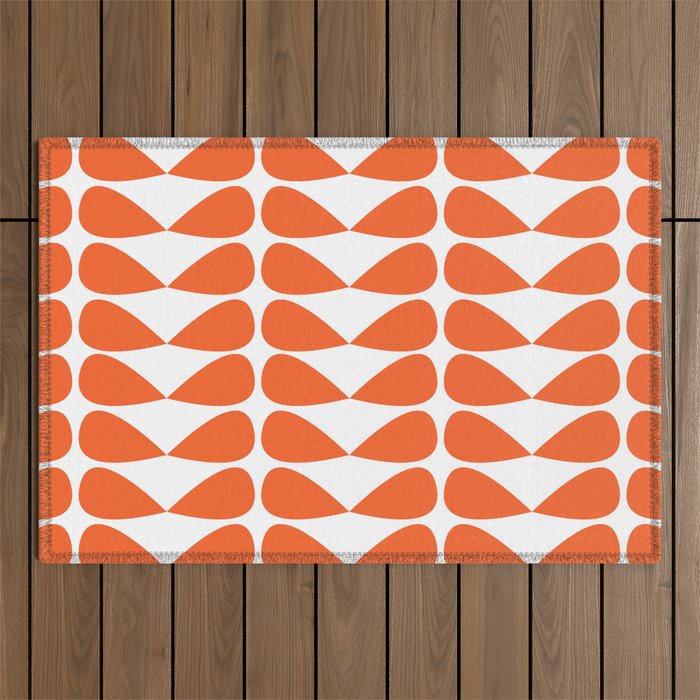 Mod Leaves Orange and White Minimalist Pattern  Outdoor Rug Gallery Image 1