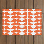 Mod Leaves Orange and White Minimalist Pattern  Outdoor Rug Gallery Image 1
