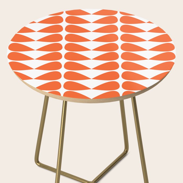 Mod Leaves Orange and White Minimalist Pattern  Side Table Gallery Image 2