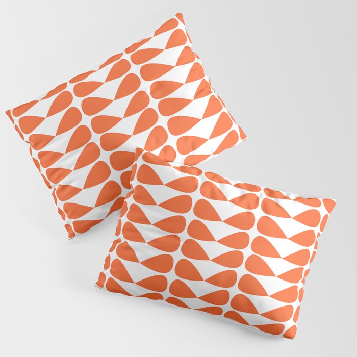 Mod Leaves Orange and White Minimalist Pattern  Pillow Sham Gallery Image 3