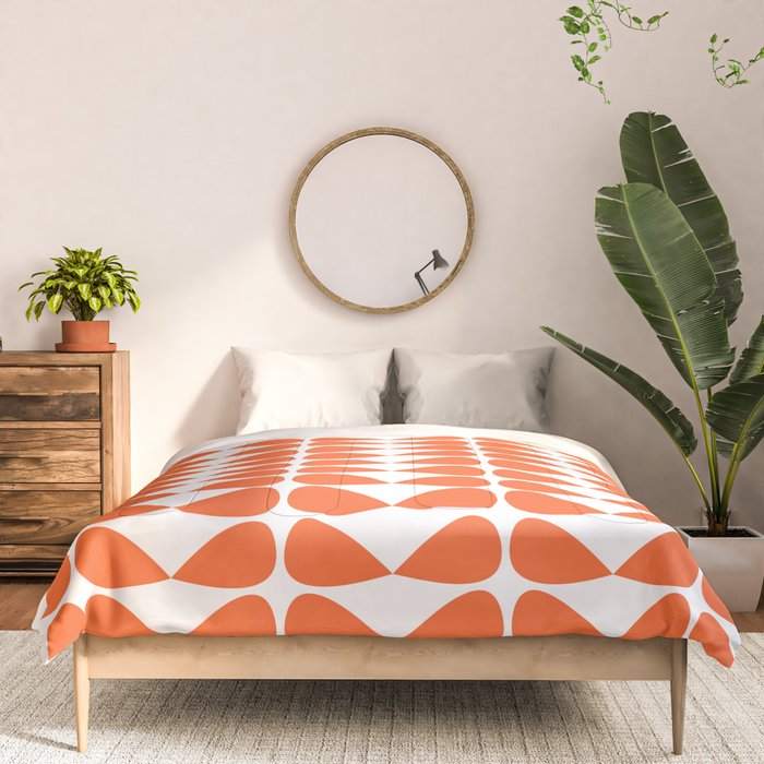 Mod Leaves Orange and White Minimalist Pattern  Comforter Gallery Image 3