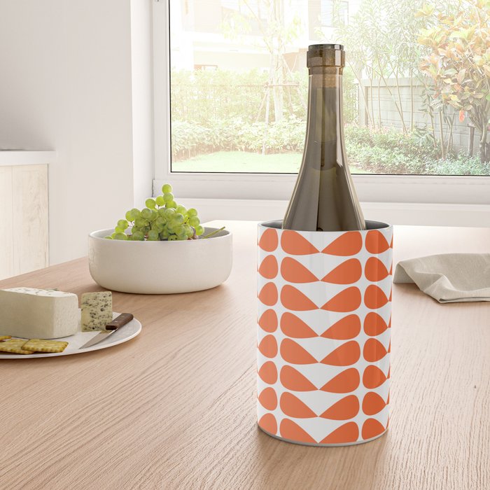 Mod Leaves Orange and White Minimalist Pattern  Wine Chiller Gallery Image 4