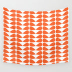 Mod Leaves Orange and White Minimalist Pattern  Wall Tapestry Gallery Image 4