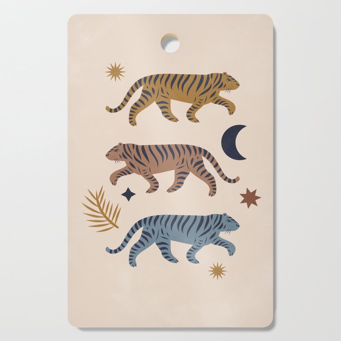 Celestial Tigers with Moon and Stars Cutting Board Gallery Image 1