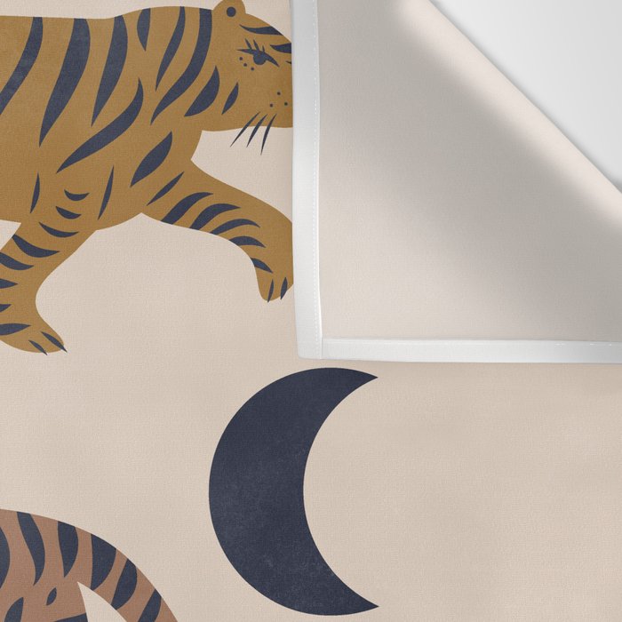 Celestial Tigers with Moon and Stars Wall Tapestry Gallery Image 3