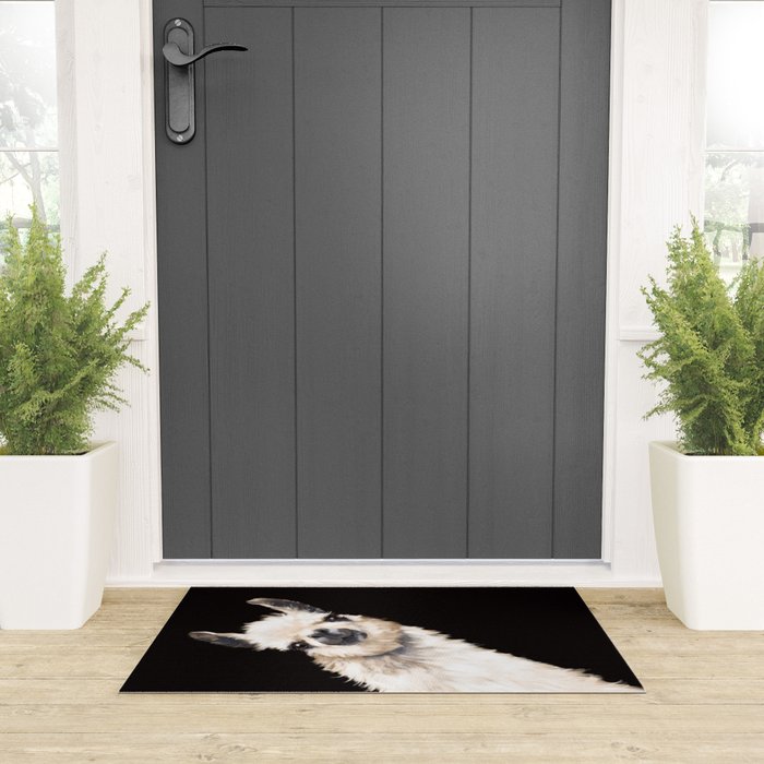 Sneaky Llama in Black Welcome Mat Gallery Image 3