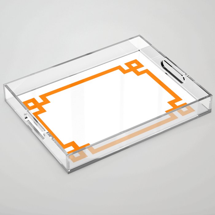Orange Greek Key Square Border Acrylic Tray Gallery Image 1