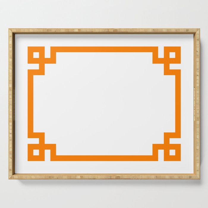Orange Greek Key Square Border Serving Tray Gallery Image 1