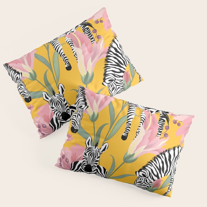 Striped For Life | Zebra Mango Forest | Modern Bohemian Wildlife Jungle | Botanical Nature Pillow Sham Gallery Image 3