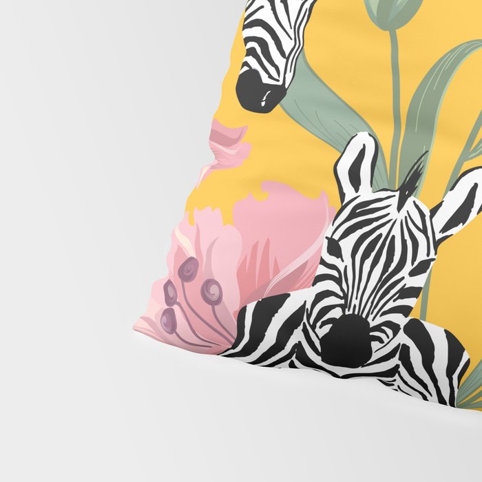 Striped For Life | Zebra Mango Forest | Modern Bohemian Wildlife Jungle | Botanical Nature Pillow Sham Gallery Image 4