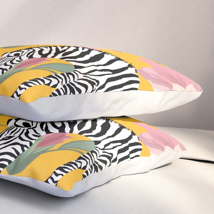Striped For Life | Zebra Mango Forest | Modern Bohemian Wildlife Jungle | Botanical Nature Pillow Sham Gallery Image 3