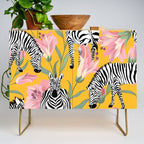 Striped For Life | Zebra Mango Forest | Modern Bohemian Wildlife Jungle | Botanical Nature Credenza Gallery Image 1