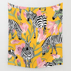 Striped For Life | Zebra Mango Forest | Modern Bohemian Wildlife Jungle | Botanical Nature Wall Tapestry Gallery Image 4