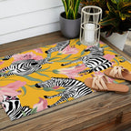 Striped For Life | Zebra Mango Forest | Modern Bohemian Wildlife Jungle | Botanical Nature Outdoor Rug Gallery Image 2