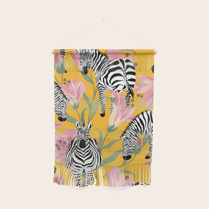Striped For Life | Zebra Mango Forest | Modern Bohemian Wildlife Jungle | Botanical Nature Wall Hanging Gallery Image 1