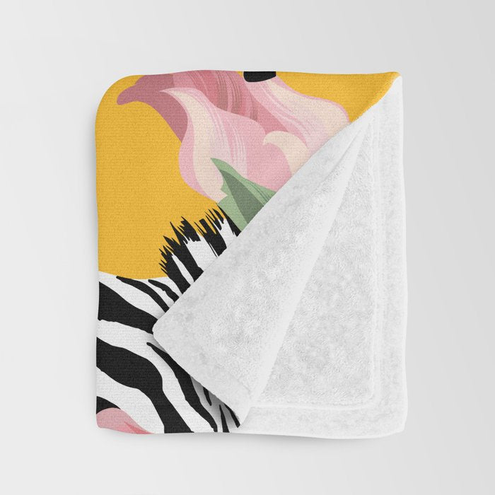 Striped For Life | Zebra Mango Forest | Modern Bohemian Wildlife Jungle | Botanical Nature Throw Blanket Gallery Image 3