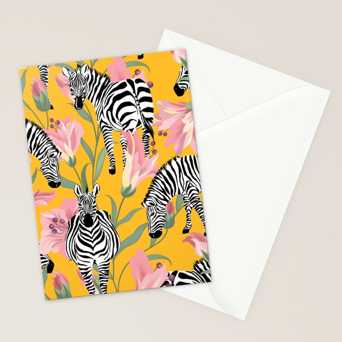 Striped For Life | Zebra Mango Forest | Modern Bohemian Wildlife Jungle | Botanical Nature Stationery Card Gallery Image 2