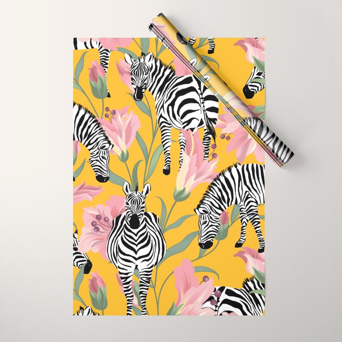 Striped For Life | Zebra Mango Forest | Modern Bohemian Wildlife Jungle | Botanical Nature Wrapping Paper Gallery Image 1