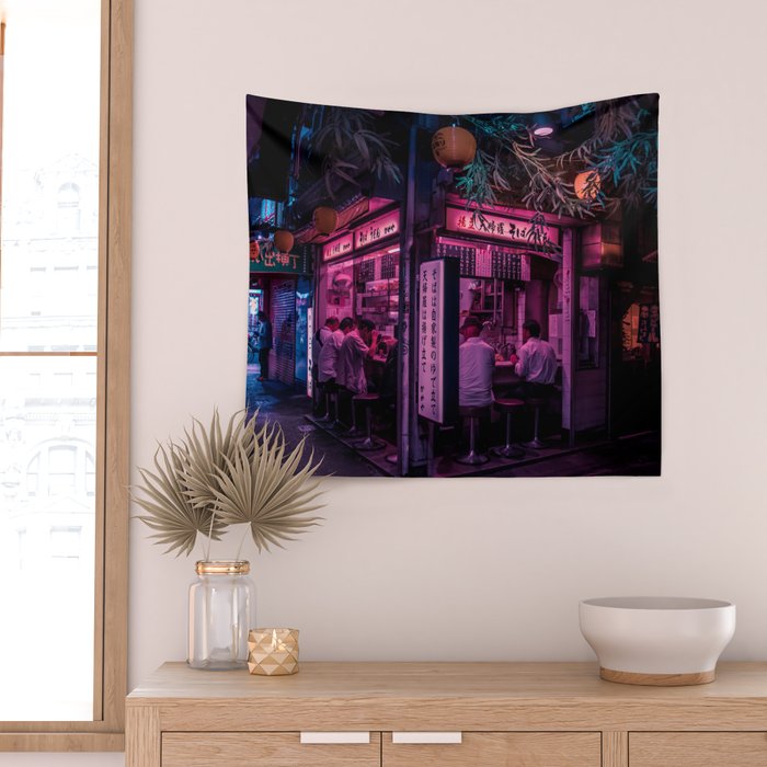 Ramen Corner in Tokyo Wall Tapestry Gallery Image 2
