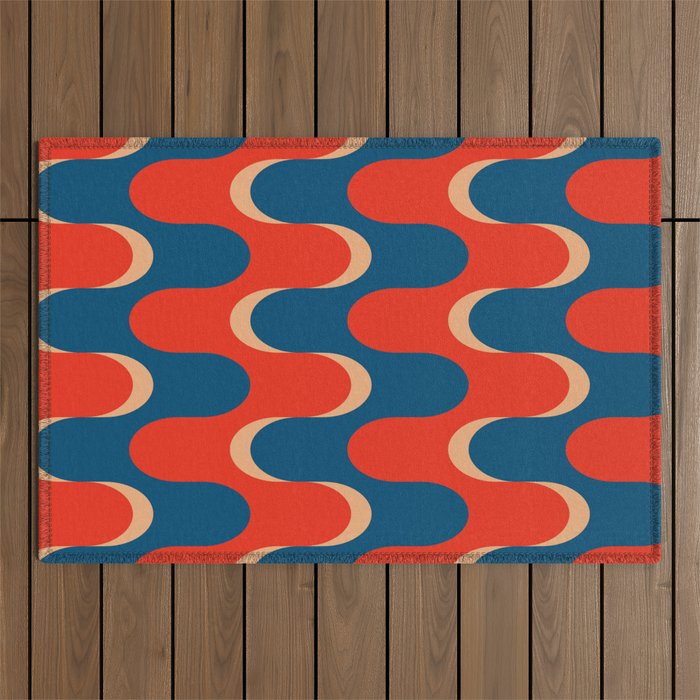 Retro groovy vintage 70s pattern Outdoor Rug Gallery Image 1