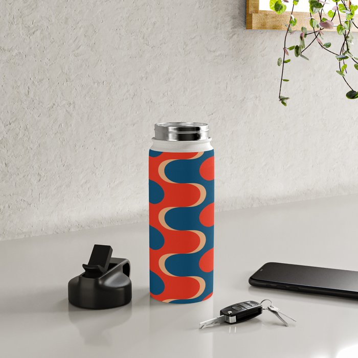 Retro groovy vintage 70s pattern Water Bottle Gallery Image 4