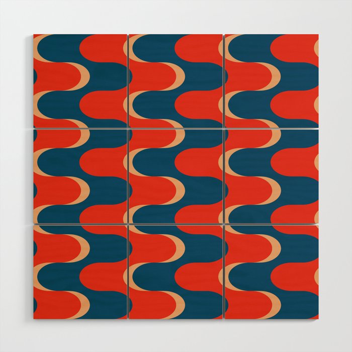 Retro groovy vintage 70s pattern Wood Wall Art Gallery Image 1