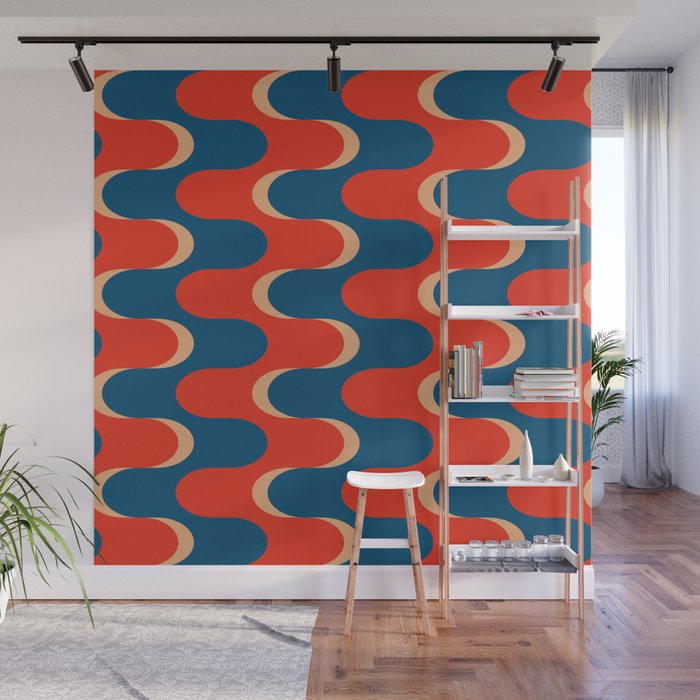 Retro groovy vintage 70s pattern Wall Mural Gallery Image 1