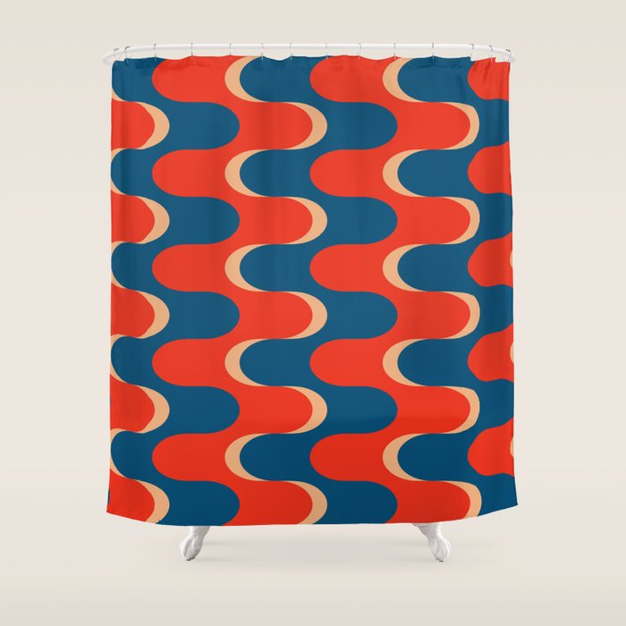 Retro groovy vintage 70s pattern Shower Curtain Gallery Image 1