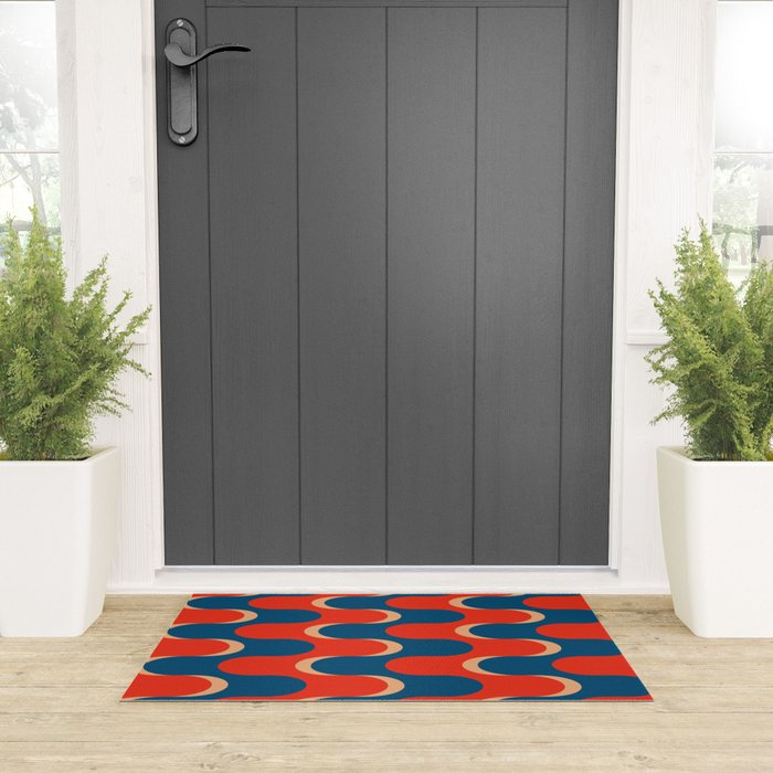 Retro groovy vintage 70s pattern Welcome Mat Gallery Image 3