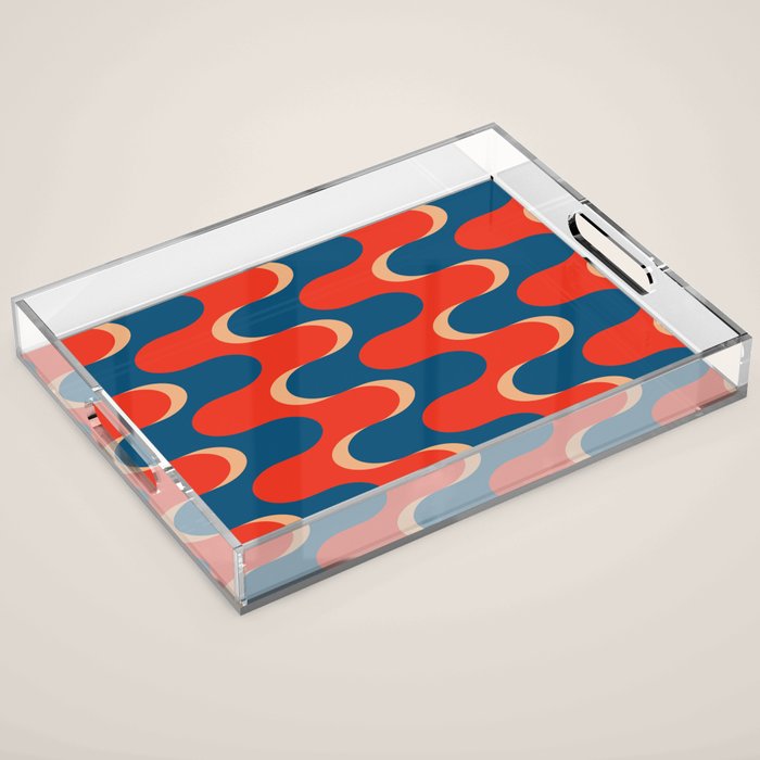 Retro groovy vintage 70s pattern Acrylic Tray Gallery Image 1