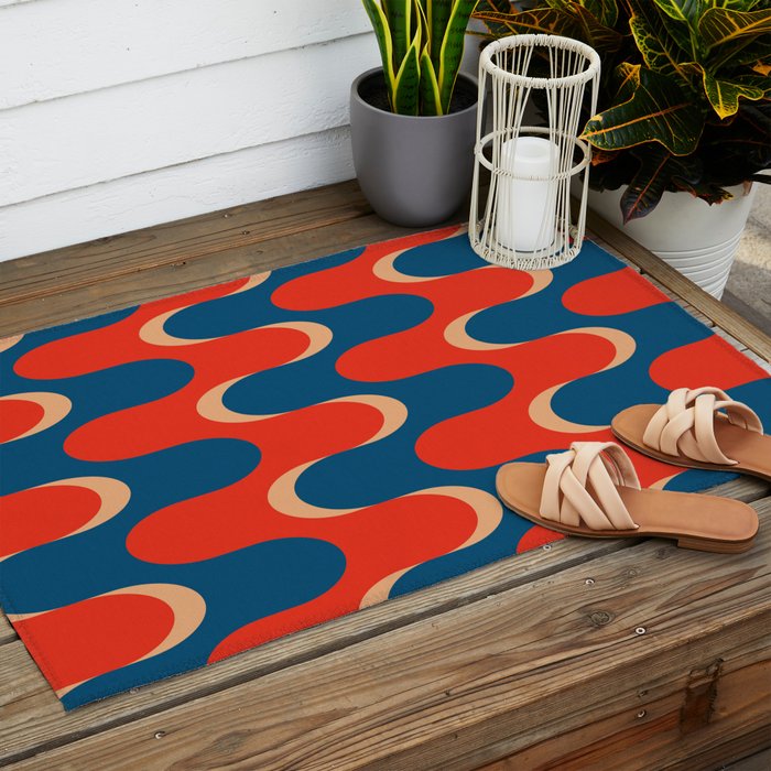 Retro groovy vintage 70s pattern Outdoor Rug Gallery Image 2