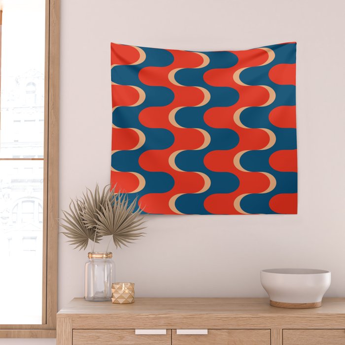 Retro groovy vintage 70s pattern Wall Tapestry Gallery Image 2