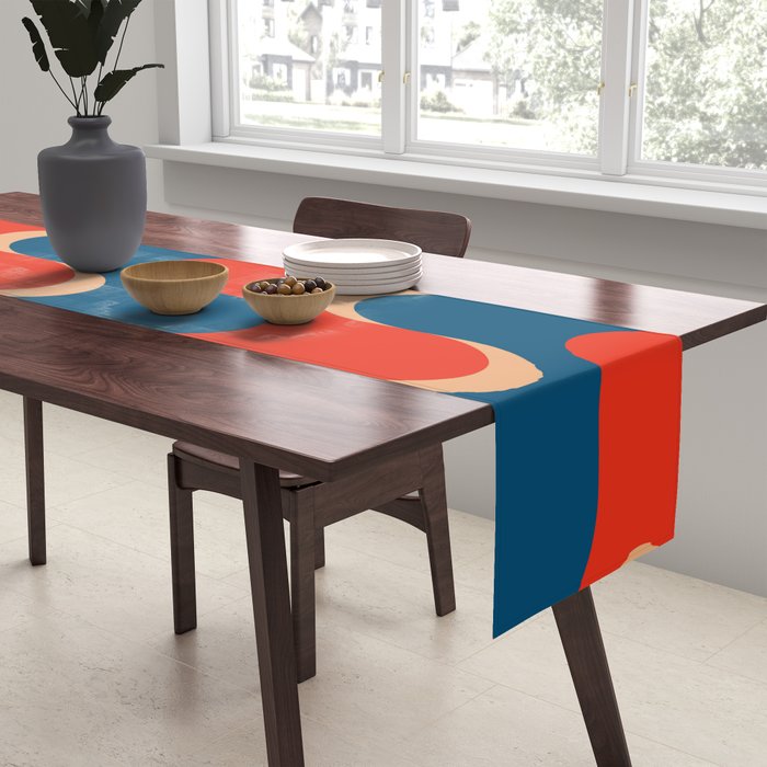 Retro groovy vintage 70s pattern Table Runner Gallery Image 2