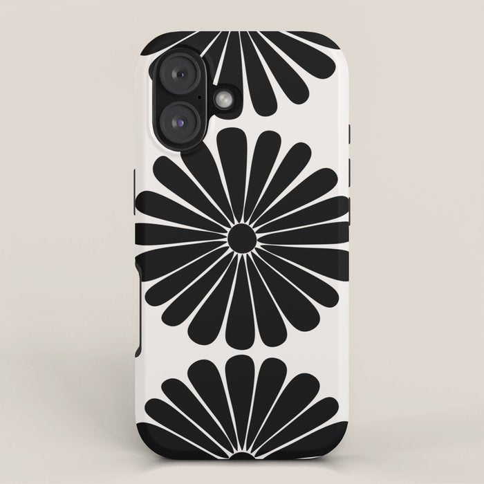 Retro Daisy Abstract I Black and White Bold Floral iPhone Case Gallery Image 1