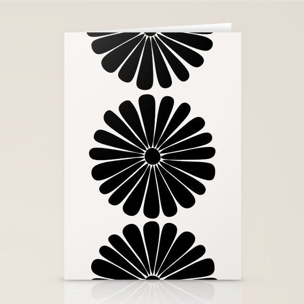 Retro Daisy Abstract I Black and White Bold Floral Stationery Card Gallery Image 2